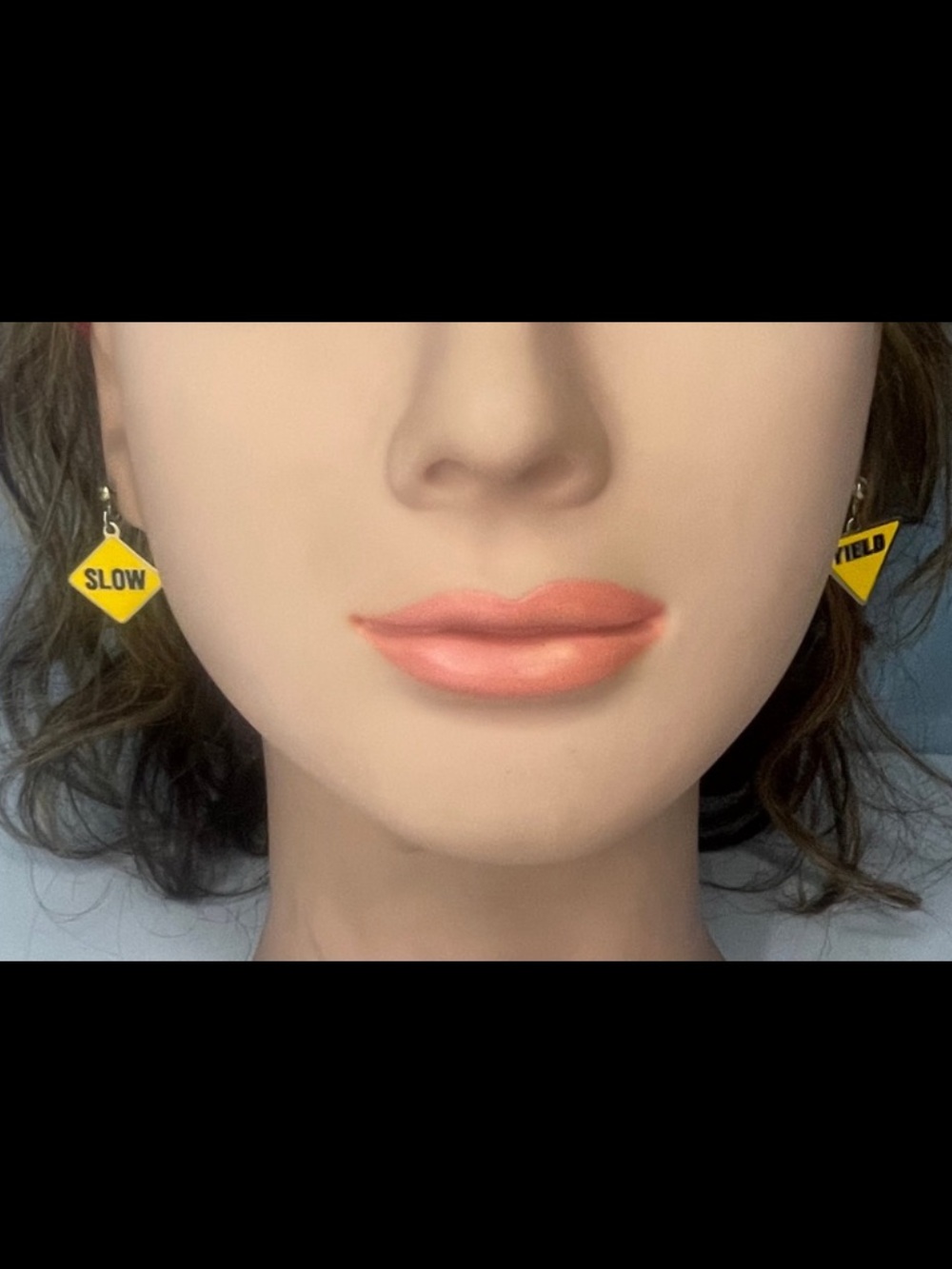 Yellow 'Slow' Sign Drop Earrings - Women Jewelry